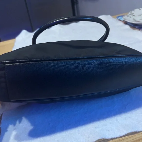 Prada $25 start Vintage Black Nylon Tote with Gold Accents - Picture 9 of 17